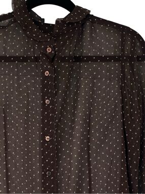 J.Crew Silk Polka Dot Blouse 10 Brown Peter Pan Collar Feminine